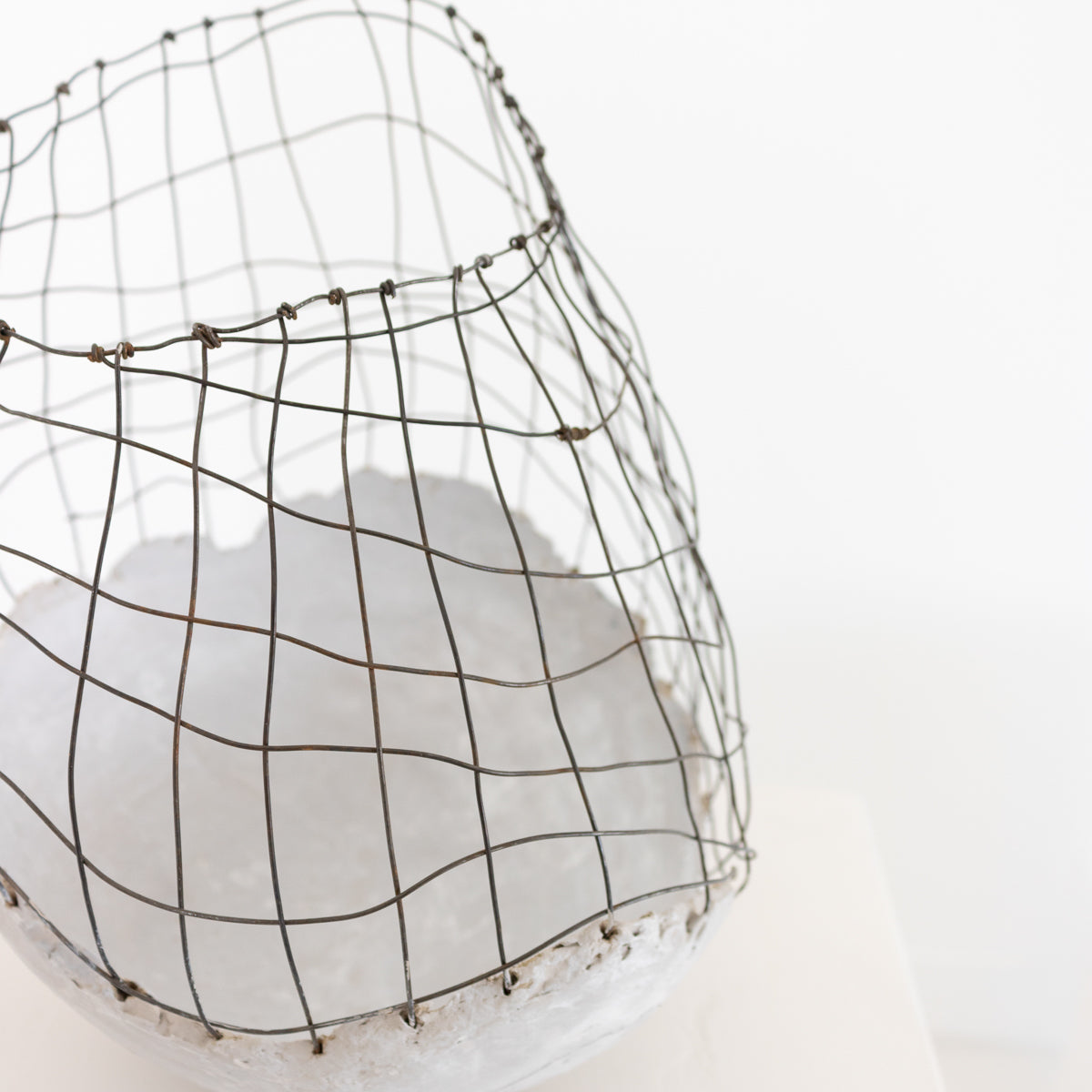 Handmade by artist Jennifer Alden, Vessel Study No. 35 is a contemporary sculpture made from paper clay, plaster, paint and wire. Each unique vessel in this collection is one-of-a-kind, rare, and both primitive and modern. 