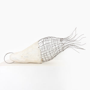 Handmade by designer Jennifer Alden, Vessel Study No. 37 is an organic, contemporary sculpture made from paper clay, plaster, paint and wire. Each unique vessel in this collection is one-of-a-kind, rare, and both primitive and modern. 