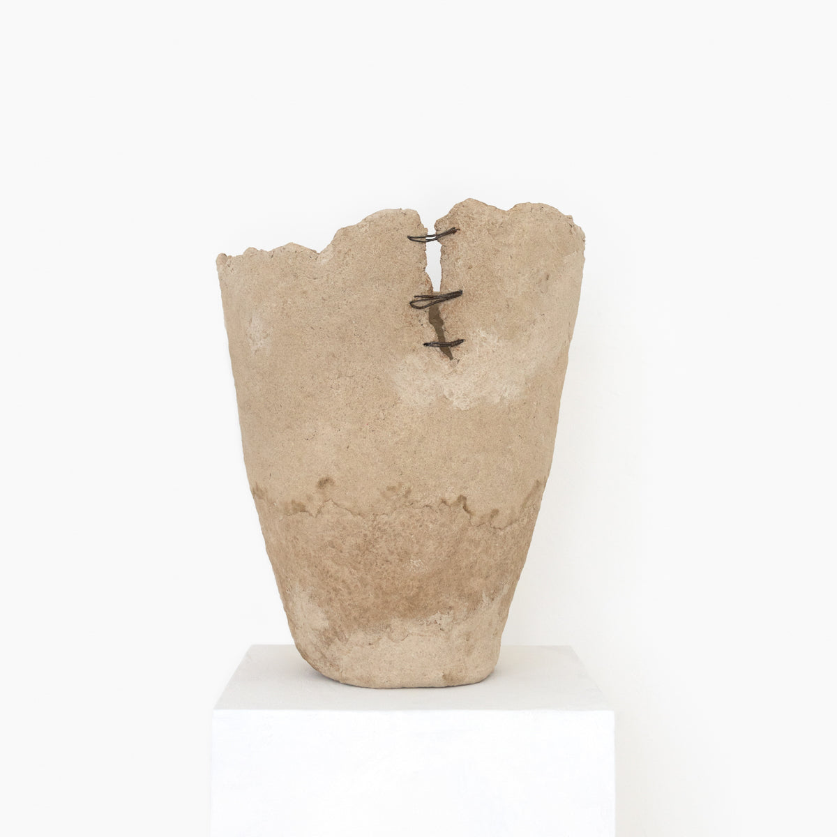 Handmade by designer Jennifer Alden, Vessel Study No. 42 is a contemporary sculpture made from paper clay and wire. Each unique vessel in this collection is one-of-a-kind, rare, and both primitive and modern. 