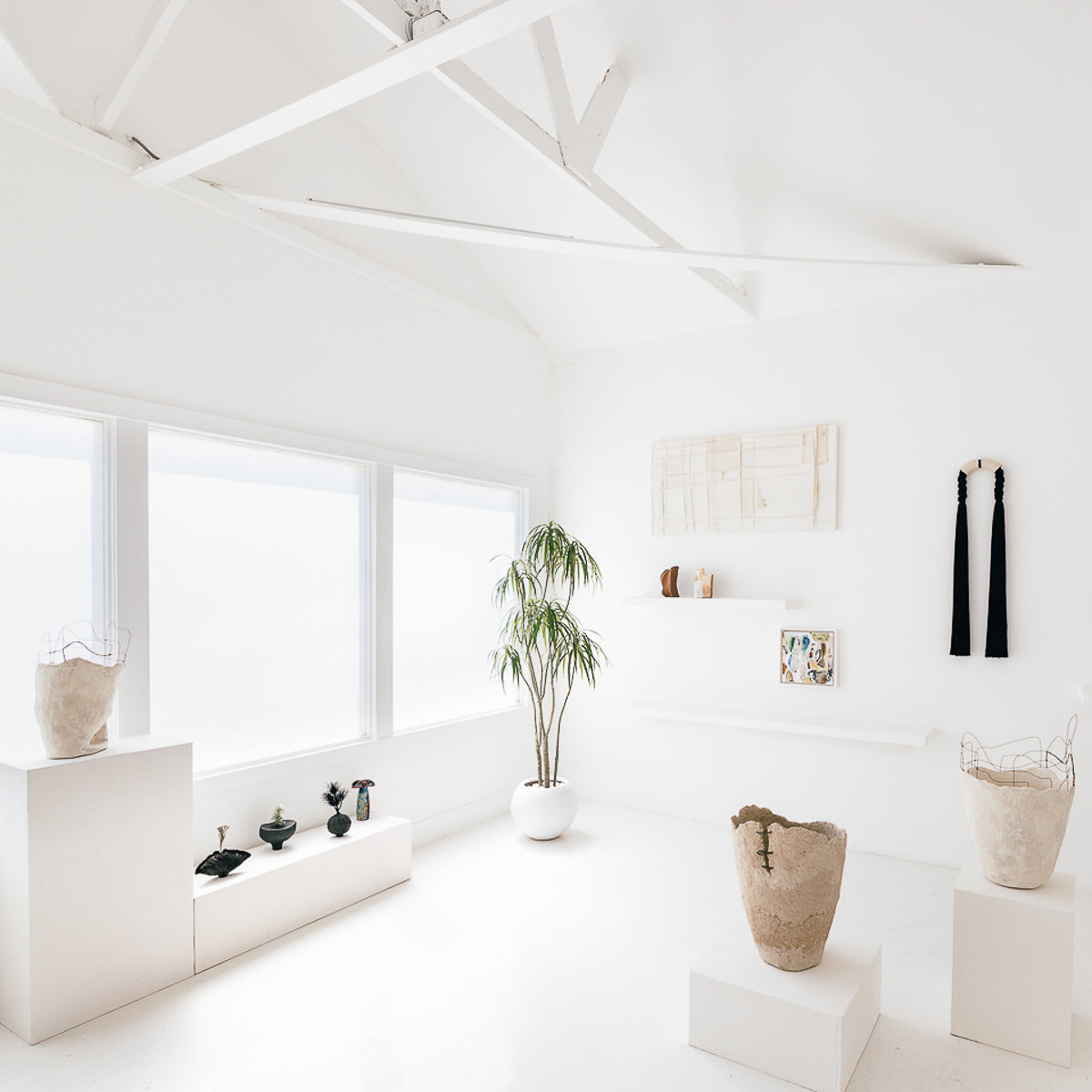 Handmade in Montana by artist Jennifer Alden Design, Vessel Study No. 45 is a contemporary sculpture made from paper clay, plaster, paint and wire. This sculpture is designed for tabletop or floor placement. Each unique vessel in this collection is one-of-a-kind, rare, and both primitive and modern. 